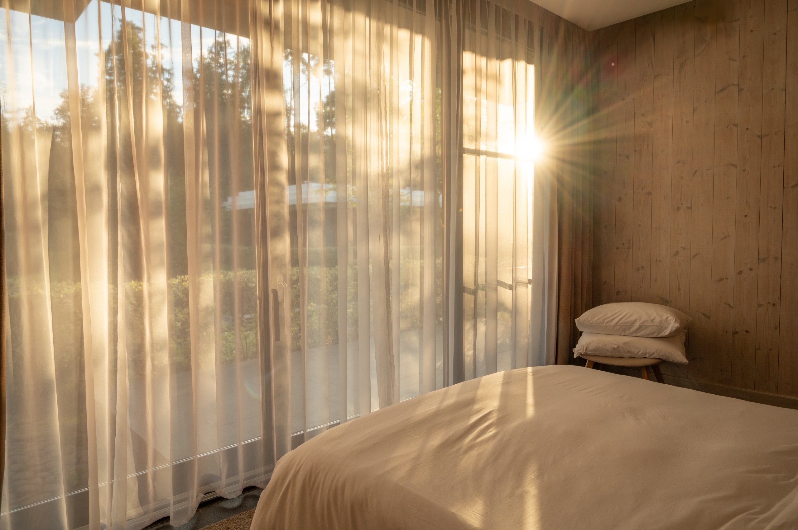 Light filtering sheer curtains in bedroom